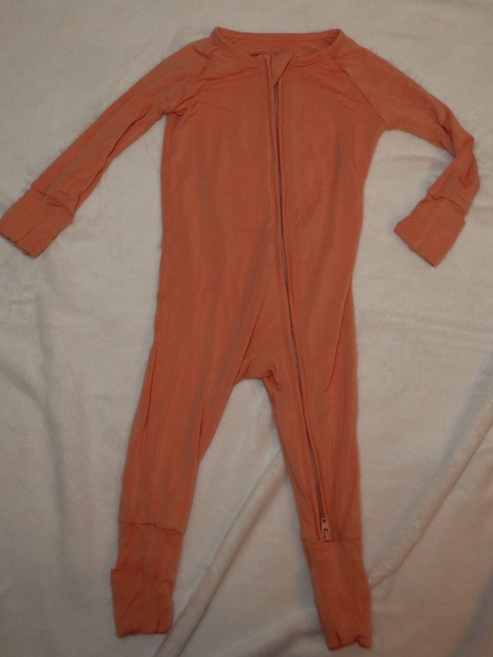 Little Sleepies Peach/Coral Zip-Front Footed One-Piece 3-6 Months Bamboo
